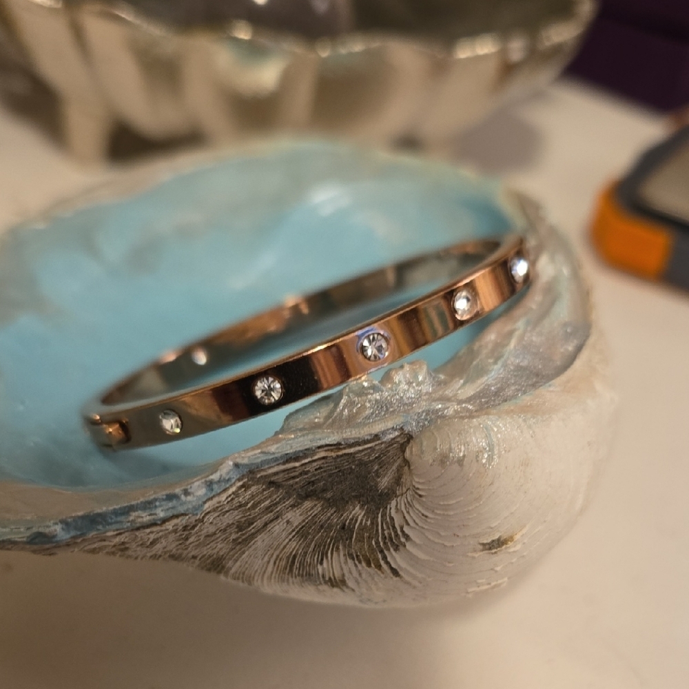 Kate Spade Set In Stone Studded Bangle Bracelet In ROSE